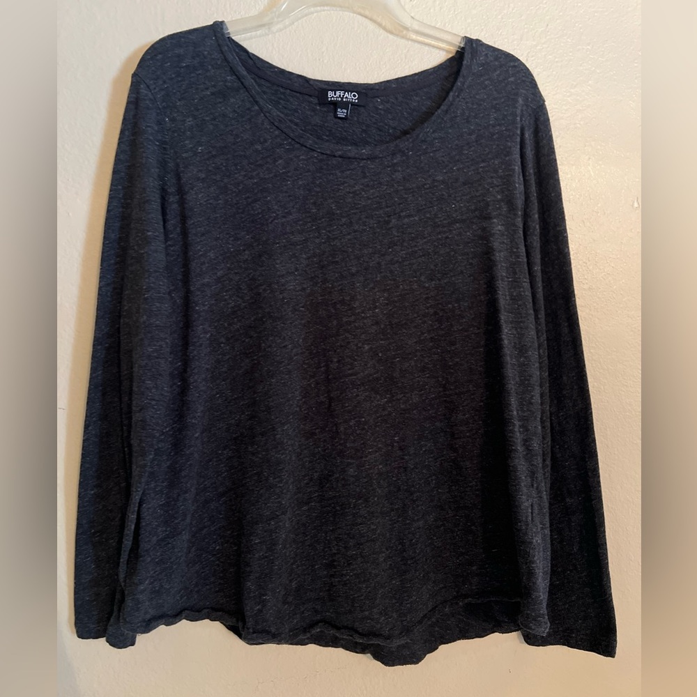 Long-Sleeve Cotton Tee Women’s XL Charcoal Heather